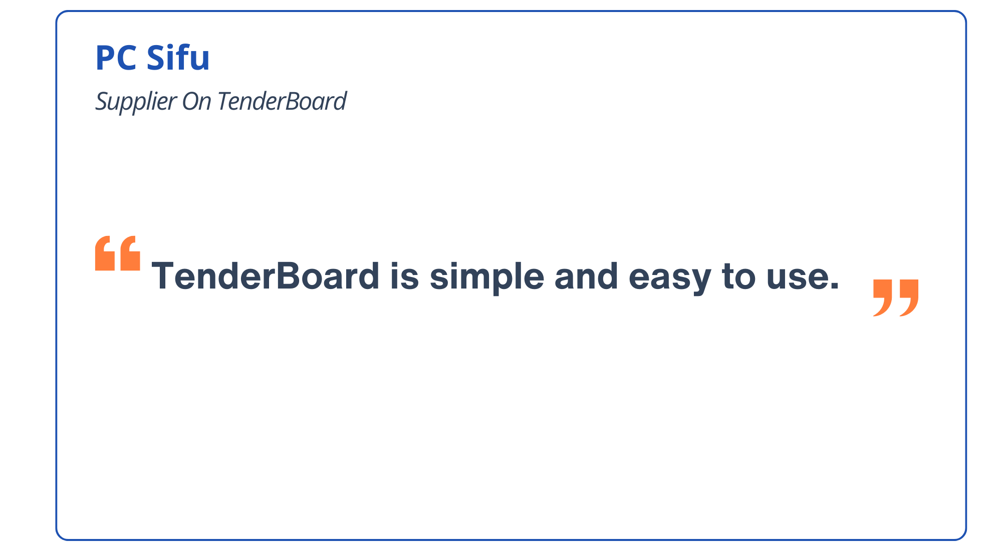 TenderBoard's Testimonial
