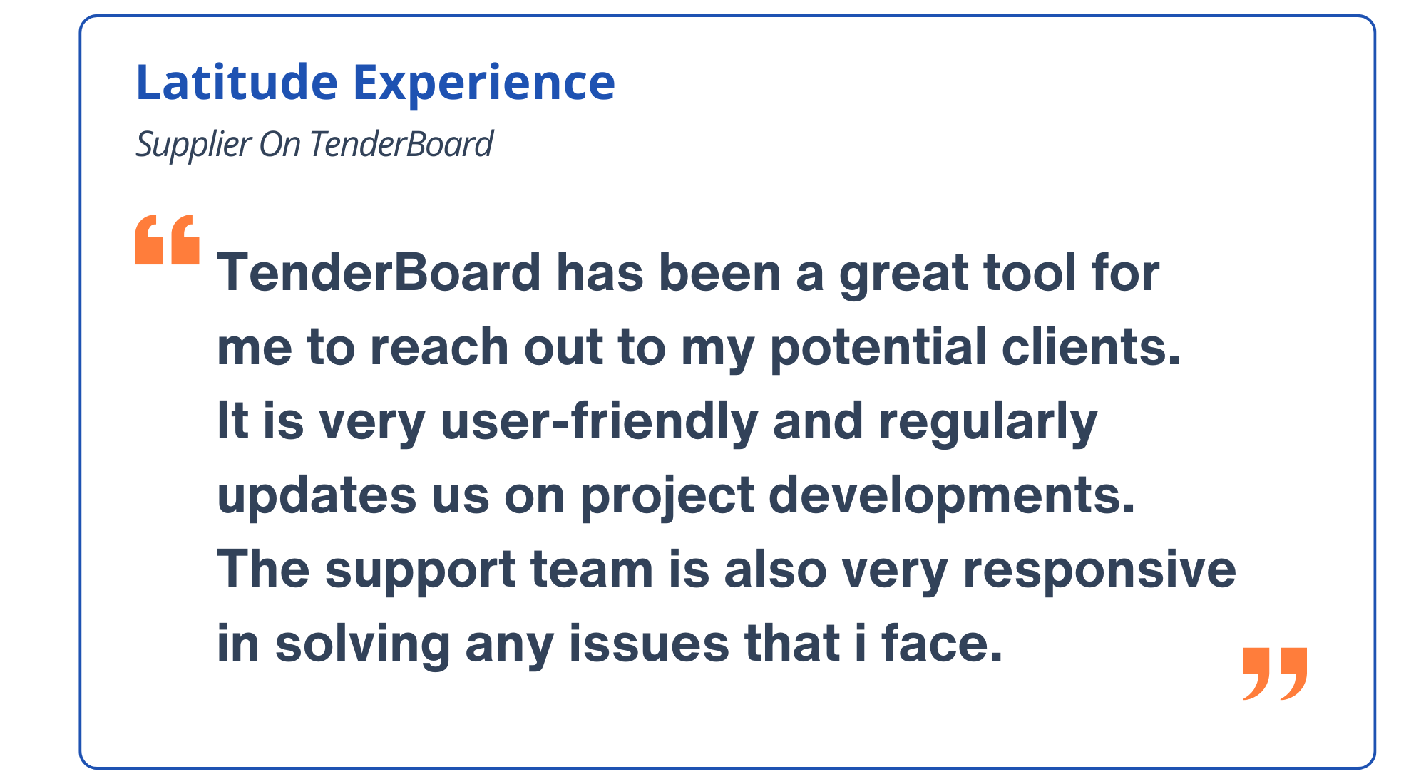 TenderBoard's Testimonial